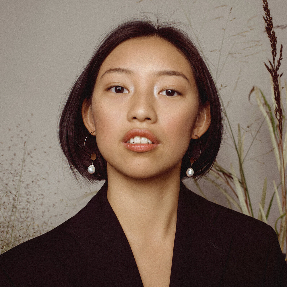Baroque pearl hoop earrings